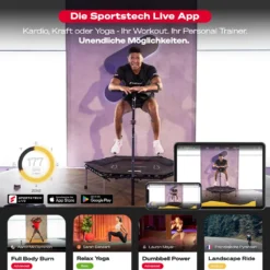 Messe-Neuheit 2020! Smart Fitness Trampolin, Inkl. Pulsgurt, Sprungzähler & APP, Klappbar, Höhenverstellbarer Haltegriff Mit Handy- & Flaschenhalterung, HTX100 Indoor Jumping Workout 12 Messe-Neuheit 2020! Smart Fitness Trampolin, Inkl. Pulsgurt, Sprungzähler & APP, Klappbar, Höhenverstellbarer Haltegriff Mit Handy- & Flaschenhalterung, HTX100 Indoor Jumping Workout -Globbervi Verkaufe 28cd58416e190eb1348c756070ce8158