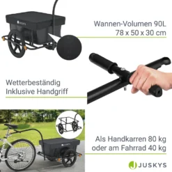 Juskys Fahrradanhänger 90 Liter - Lastenanhänger Mit Kupplung & Deichsel - Anhänger Für Fahrrad 40 Kg Zuladung - Transportanhänger Mit Schutzplane -Globbervi Verkaufe 29eb08f113f99633c43a7358c19012ae