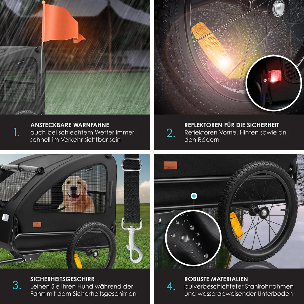 KESSER® Hundeanhänger Boxer 2-in-1 Hundebuggy Fahrradanhänger Groß Ca. 250L Volumen - Inkl. Fahne Und Tasche - 600D Oxford Canvas, Klappbar SmartSpace Concept, Maximale Belastbarkeit: 45kg, Farbe:Schwarz 5 KESSER® Hundeanhänger Boxer 2-in-1 Hundebuggy Fahrradanhänger Groß Ca. 250L Volumen - Inkl. Fahne Und Tasche - 600D Oxford Canvas, Klappbar SmartSpace Concept, Maximale Belastbarkeit: 45kg, Farbe:Schwarz – Bild 5