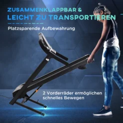 HOMCOM Laufband Klappbar Elektrisch 500W 1-12,8 Km/h Mit LED-Display Getränkehalter Und Handyhalterung Für Home Gym Indoor Fitness Stahl ABS Schwarz+Grau 142 X 66 X 127 Cm -Globbervi Verkaufe 2bcaef282012b6b260930ad9719d8f19