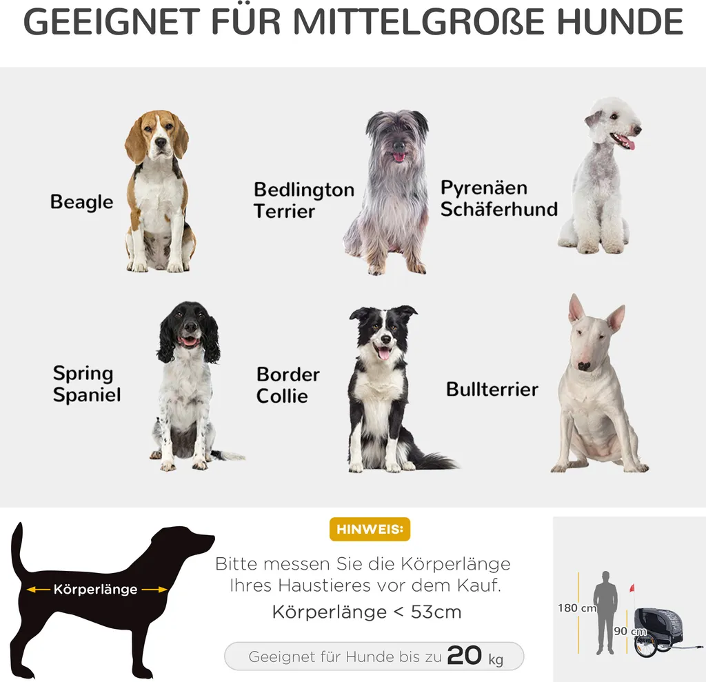 PawHut Hundeanhänger Fahrradanhänger Hundetransporter Hunde Fahrrad Anhänger Grau 130 X 73 X 90 Cm 4 PawHut Hundeanhänger Fahrradanhänger Hundetransporter Hunde Fahrrad Anhänger Grau 130 X 73 X 90 Cm – Bild 4