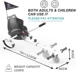 Markboard Hoverkart Kompatibel Mit 6,5, 8.5 Zoll Und 10 Zoll Scooter Weiss, Go-Kart Sitzscooter Sitz Für Hoverboard Sitz Für Elektroscooter Self Balancing Scooter -Globbervi Verkaufe 2cd844d14501545ebf296b6e5a22358e