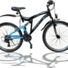 26 Zoll Mountainbike SHIMANO 21-Gang Fahrrad Mit Vollfederung & Beleuchtung OXT-Blue