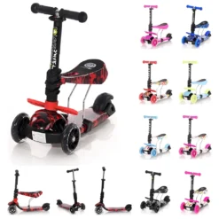 Lorelli Kinderroller Laufrad 2 In 1 Smart PolyurethanRäder Leuchten Klappbar Verstellbar Rot/schwarz