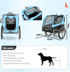 COSTWAY Hundeanhänger Für Fahrrad, Bis 40 Kg Belastbar, Fahrradanhänger Für Kleine & Mittelgroße Hunde, Klappbarer Hundebuggy Hundefahrradanhänger -Globbervi Verkaufe 30059e42339c33ccc92ba5357cb5bd33