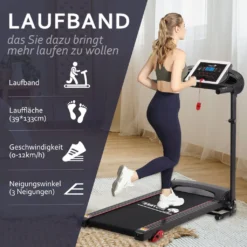 KAHOO Laufband, Profi Laufband Klappbar, 1-12km/h, 2 Modus, Sicherheitsschlüssel, Multimedia, Mit Bluetooth, Bis 100kg -Globbervi Verkaufe 30a601d557447daf1bb4cc3395d1f792