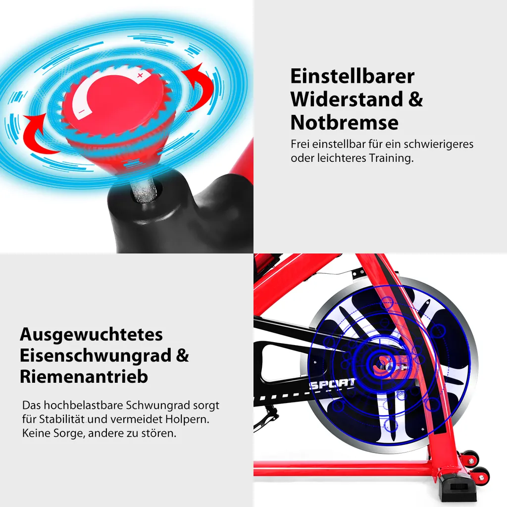 COSTWAY Indoor Fahrrad Mit 8KG Schwungrad, Heimtrainer Fahrrad Mit Einstellbarem Widerstand, Höhenverstellbarem Sitz Und Lenker, Handyhalterung Und LCD-Anzeige, Fitnessbike Bis 150KG Belastbar 4 COSTWAY Indoor Fahrrad Mit 8KG Schwungrad, Heimtrainer Fahrrad Mit Einstellbarem Widerstand, Höhenverstellbarem Sitz Und Lenker, Handyhalterung Und LCD-Anzeige, Fitnessbike Bis 150KG Belastbar – Bild 4