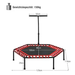 COSTWAY Fitness Trampolin Mit Höhenverstellbarem Faltbarem Haltegriff, Mini Trampolin Bis 150kg Belastbar, Kindertrampolin Gartentrampolin Für Erwachsene Und Kinder 9 COSTWAY Fitness Trampolin Mit Höhenverstellbarem Faltbarem Haltegriff, Mini Trampolin Bis 150kg Belastbar, Kindertrampolin Gartentrampolin Für Erwachsene Und Kinder -Globbervi Verkaufe 31786377ec052092dc5728c239a92d7d