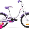 Kinderfahrrad 16 Zoll Mit Rücktrittbremse Und Stützrädern, 1-Gang, Lila-Weiss