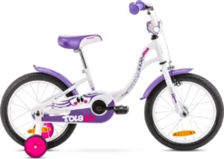 Kinderfahrrad 16 Zoll Mit Rücktrittbremse Und Stützrädern, 1-Gang, Lila-Weiss