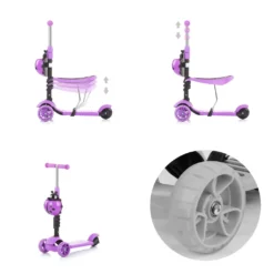 Chipolino Kinderroller, Rutscher Kiddy 2 In 1 Höhe Einstellbar 3 Räder Mit Licht Blau Lila -Globbervi Verkaufe 343358e797b5644957d90778a0f30450
