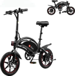 DYU D3F, 14Zoll Smart Elektrofahrrad, Faltbares E-bike, LED-Nachtlicht, Stadt-Elektrofahrrad, 250 W/36V/10Ah, Höchstgeschwindigkeit 25km/h, Höchstlast 120kg, Unisex, Schwarz