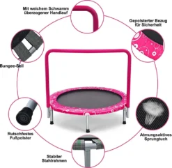 COSTWAY φ92cm Mini Trampolin, Fitness Trampolin Faltbar, Kindertrampolin Bis 150kg Belastbar, Gartentrampolin, Indoor- Und Outdoortrampolin -Globbervi Verkaufe 38cf6e42d21351f96cac17375e3ce7e3