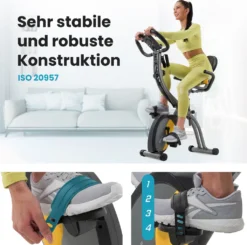Hop-Sport 3-in-1 Fitness Heimtrainer Klappbar HS-3010x Grix - Fitnessfahrrad Mit Rückenlehne, Widerstandsbändern - Hometrainer Fahrrad Mit LCD-Display -Globbervi Verkaufe 38de7441f249173341c7b549702a595f