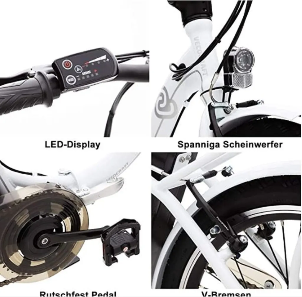 VecoCraft Nemesis City E-bike Faltrad Weiß 7,8 Ah 7 VecoCraft Nemesis City E-bike Faltrad Weiß 7,8 Ah – Bild 7