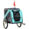 PawHut Hundeanhänger Fahrradanhänger Hundetransporter Hunde Fahrrad Anhänger Für Kleine Mittelgroße Hunde Oxfordstoff Regenschutz Atmungsaktiv Grün 130 X 73 X 90 Cm