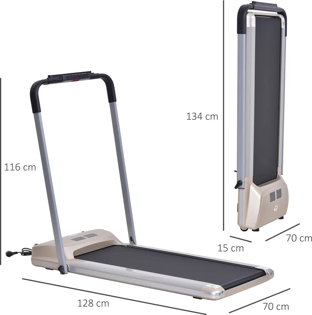 HOMCOM Elektrisches Laufband Mit LCD Display, Faltbares Fitnessgerät, 1-10 Km/h, Stahl, Schwarz, 70 X 128 X 116 Cm 7 HOMCOM Elektrisches Laufband Mit LCD Display, Faltbares Fitnessgerät, 1-10 Km/h, Stahl, Schwarz, 70 X 128 X 116 Cm – Bild 7