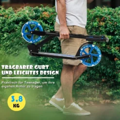 COSTWAY Scooter Cityroller 100kg Belastbar Kickscooter Mit 2 LED Rädern Klappbar Und Höhenverstellbar Blau -Globbervi Verkaufe 3c11172b7fe8ae4f5a4b23dda1474a05