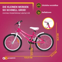 Actionbikes Kinderfahrrad Butterfly 20 Zoll - Kinder Fahrrad - V-Brake Bremsen - Kettenschutz - Fahrradständer - Kinderrad - Jugend Fahrrad - Rad - Bike - Mädchen - Pink/Weiß - 6-9 Jahre -Globbervi Verkaufe 3d29ffc745259b501e61aa1d08b965f6