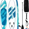 COSTWAY 335cm SUP Board Set Aufblasbar Mit Sicherheitsleine Paddel Pumpe Center Finne Rucksack & Reparaturset 170kg Belatbar Weiß+Blau