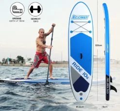 ACOWAY Aufblasbares Stand Up Paddle Board, 320 X 81.5/84 X 15 Cm/Mit 180kg, Rutschfestes SUP Board Set Stand Up Paddling Board, Surfboard Stabiles Komplettes Zubehör Paddel,Hochdruck-Pumpe, Rucksack, Blau -Globbervi Verkaufe 3ebd4b3ac80ad19b7ba37a8a21f533a2