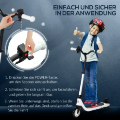 HOMCOM E-Scooter Mit Batteriestandsanzeige, Elektroroller Mit Höhenverstellbarem Lenker, Bremen, Elektro Scooter Max. 8km/h, 6 Km Reichweite, Ab 6 Jahren, Schwarz+Weiß -Globbervi Verkaufe 3eda58d8e946ceb29e18396c7ee48d3a