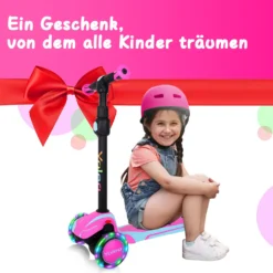 Yoleo Kinder Roller Ab 3 Jahre, Kinderscooter Mit LED Leuchtenden Räder, Dreiradscooter 4 Höhenverstellbare Für Jungen & Mädchen Im Alter Von 3-12 Jahren, Rosa -Globbervi Verkaufe 4014ef71a81185a591067ea1f25bbe35