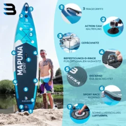 SUP Board MAPUNA - Stand Up Paddle Aufblasbar Mit Kickpad Paddel Pumpe Rucksack (330x76x15cm / 10'10") -Globbervi Verkaufe 40e8d2c9137274cbdbf8382ae8bd824f