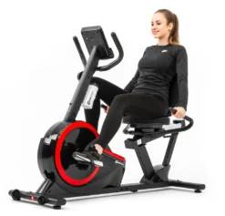 Hop-Sport Liegeergometer HS-060L - Liegeheimtrainer Mit Handpulssensoren, 15 Kg Schwungmasse, 8 Widerstandsstufen - Sitzergometer Für Senioren Max. Benutzergewicht 130 Kg Rot