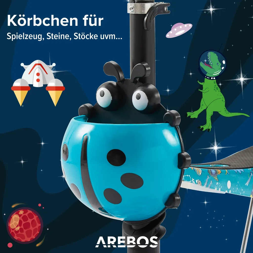 AREBOS Cityroller, Tretroller, Scooter, Höhenverstellbarer Lenker Und Sitz, LED-XXL Räder, Tritt-Bremse, Für Kinder, Bis 40 Kg Belastbarer Roller, Kickroller, Kickscooter, Blau 4 AREBOS Cityroller, Tretroller, Scooter, Höhenverstellbarer Lenker Und Sitz, LED-XXL Räder, Tritt-Bremse, Für Kinder, Bis 40 Kg Belastbarer Roller, Kickroller, Kickscooter, Blau – Bild 4