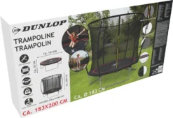 Dunlop Trampolin 6FT - 183 X 50 CM - Gartentrampolin Mit Sicherheitsnetz 200 CM - Kindertrampolin - Max. 80 KG - Schwarz/Rot -Globbervi Verkaufe 44e580c3f496f4b26b7b484921794fdd