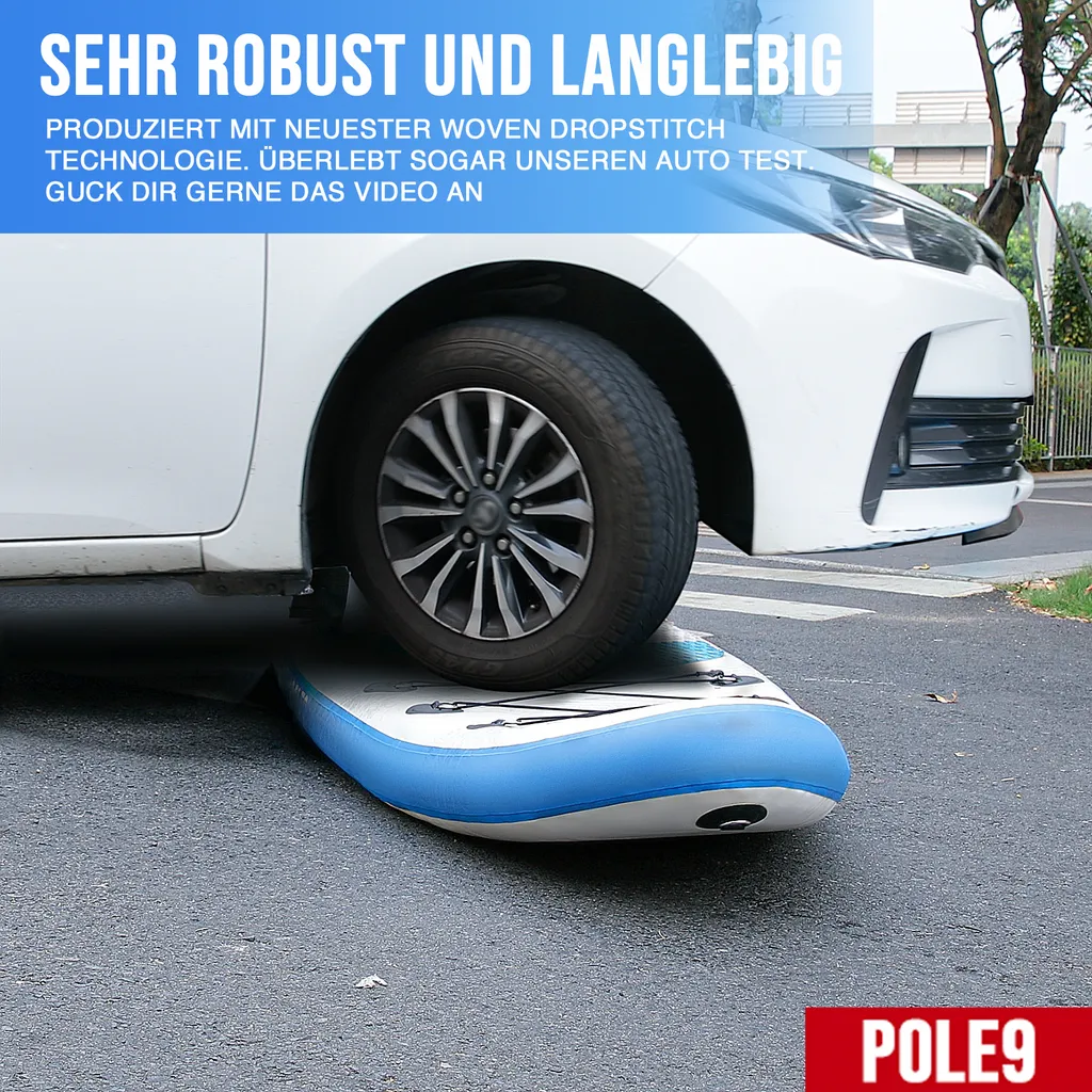 POLE9 Stand Up Paddling Board Mit Premium SUP Zubehör | 320 X 80 X 15 Cm Ultraleichtes Aufblasbares Board | Wasserdichter Rucksack, Double-Action-Pumpe, Aluminium-Paddel, (Farbe:Blau) 6 POLE9 Stand Up Paddling Board Mit Premium SUP Zubehör | 320 X 80 X 15 Cm Ultraleichtes Aufblasbares Board | Wasserdichter Rucksack, Double-Action-Pumpe, Aluminium-Paddel, (Farbe:Blau) – Bild 6