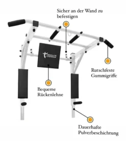 Klimmzugstange Mit Dip Station 3 In 1 - PROFI / Weiß - Multifunktional, Wandmontage - STM -Globbervi Verkaufe 463c04cd386b91e96f4cfdf9c7f14921