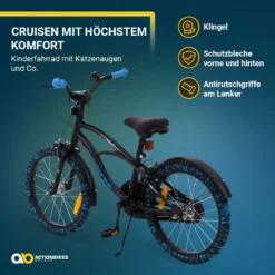 Actionbikes Kinderfahrrad Cruiser 18 Zoll - Kinderrad - Jungen - Mädchen - Fahrrad - Schwarz - Kettenschutz - Rad - Bike - 5 - 8 Jahre - Reflektoren - Kettenschutz -Globbervi Verkaufe 465e952d7e4c90c53fab9df5237217b4