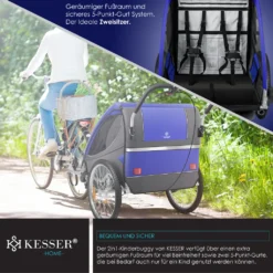KESSER® Cruiser Kinderanhänger Fahrradanhänger 360° Drehbar Mit Federung 2in1 Joggerfunktion Kinderfahrradanhänger + 5-Punkt Sicherheitsgurt , Jogger Fahrrad Anhänger Für 1 Bis 2 Kinder Max. 40kg, Farbe:Blau-Anthrazit -Globbervi Verkaufe 477c1c188ffd7a7fb42ed6bd4ccda037