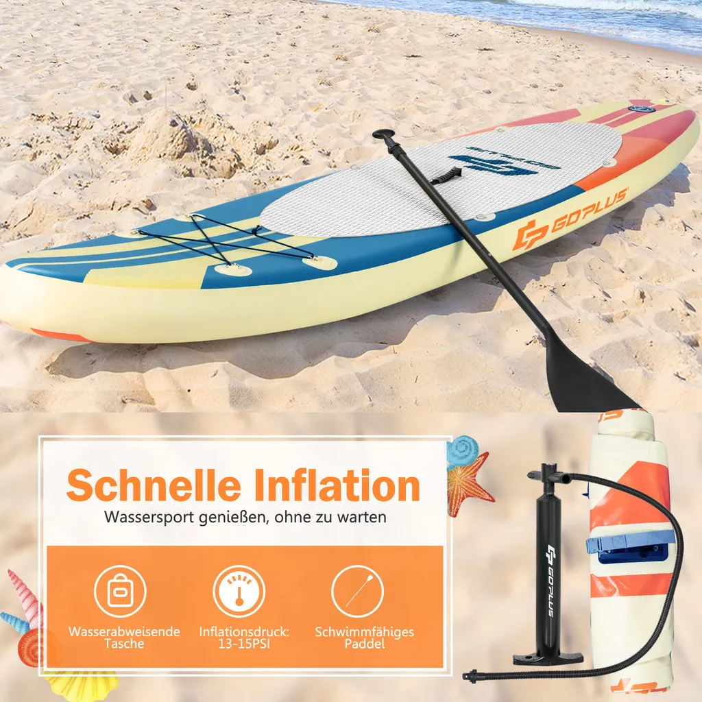 COSTWAY 320 X 76 X 15 Cm Stand Up Paddling Board Mit Sitz, Inkl. Rucksack, Pumpe, Verstellbares Paddel, Sicherheitsleine, Bungee-Seil Und Reparaturset, SUP Board 150kg Aufblasbar 2 COSTWAY 320 X 76 X 15 Cm Stand Up Paddling Board Mit Sitz, Inkl. Rucksack, Pumpe, Verstellbares Paddel, Sicherheitsleine, Bungee-Seil Und Reparaturset, SUP Board 150kg Aufblasbar – Bild 2