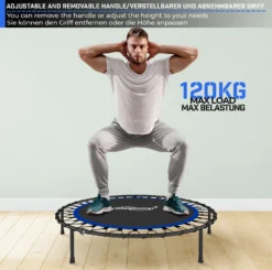 Physionics® Fitness Trampolin - Verstellbarer Griff, Ø 101 Cm, Max. 120 Kg, Klappbar, Mit Gummiseilfederung - Mini-Trampolin, Aerobic Trampolin Für Erwachsene Und Kinder, Indoor, Jumper, Rebounder -Globbervi Verkaufe 49cf486c822c1d15f436b924e1665ed8