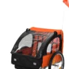 HOMCOM Kinderanhänger Kinderfahrrad Geeignet Für 2 Kinder, Stahlrahmen, Sitzträger Mit Sicherheitsgurt, Für Kinder Ab 18 Monaten, Oxford-Gewebe, Stahl, 126x78x79 Cm, Orange+Schwarz