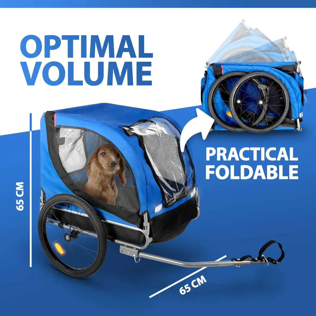 Bicycle Gear Fahrradanhänger Für Haustiere, Hunde-Fahrradanhänger, Klappbar, Max 25 Kg, 75x52x65cm, Blau/ Schwarz 3 Bicycle Gear Fahrradanhänger Für Haustiere, Hunde-Fahrradanhänger, Klappbar, Max 25 Kg, 75x52x65cm, Blau/ Schwarz – Bild 3
