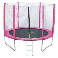 JAWINIO Trampolin 244 Cm Gartentrampolin Trampolin Kinder Komplett-Set Leiter Sprungtuch Randabdeckung Pink
