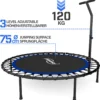 Physionics® Fitness Trampolin - Verstellbarer Griff, Ø 101 Cm, Max. 120 Kg, Klappbar, Mit Gummiseilfederung - Mini-Trampolin, Aerobic Trampolin Für Erwachsene Und Kinder, Indoor, Jumper, Rebounder