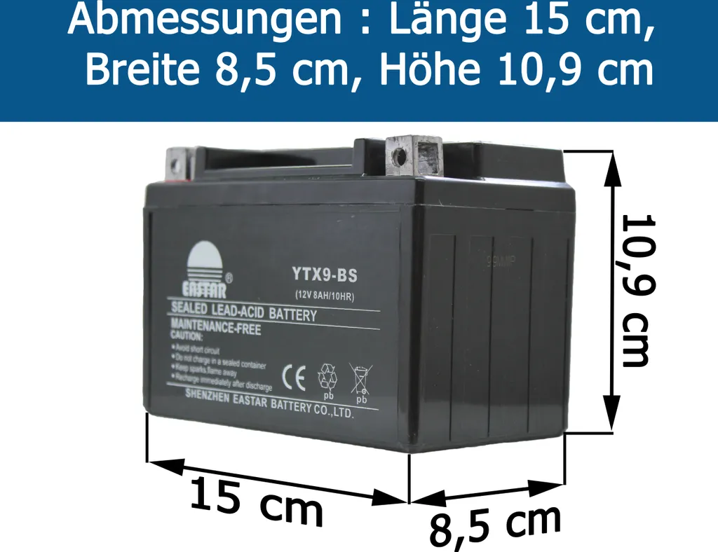 Batterie 12 Volt 8 Ah YTX8-BS Für Motorrad Roller Golf Kare 5 Batterie 12 Volt 8 Ah YTX8-BS Für Motorrad Roller Golf Kare – Bild 5