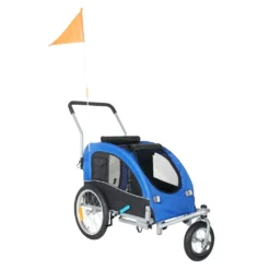 WebaVita 2in1 Hunde-Buggy Und Fahrradanhänger Haustiere Blau Mit Jogger-Funktion Mit Universalkupplung