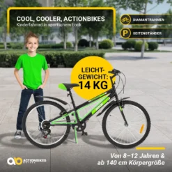 Actionbikes Kinderfahrrad Arrow 24 Zoll - Handschaltung - Kinder Fahrrad - Kettenschutz - Fahrradständer - Jugend Fahrrad - Kinderrad - Bike - Rad - 8 - 12 Jahre -Globbervi Verkaufe 50f6086b55b946633a29de6c86a909e4