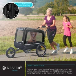 KESSER® Hundeanhänger Boxer 3-in-1 Hundebuggy & Jogger Fahrradanhänger Groß Ca. 240 Liter Volumen, Gefedert, Material: 600D Oxford Canvas, SmartSpace Concept, Maximale Belastbarkeit: 40 Kg, Farbe:Schwarz -Globbervi Verkaufe 51d372867cd64c94fd8e987fb0214fc3