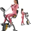 Hop-Sport 3-in-1 Fitness Heimtrainer Klappbar HS-3010x Grix - Fitnessfahrrad Mit Rückenlehne, Widerstandsbändern - Hometrainer Fahrrad Mit LCD-Display