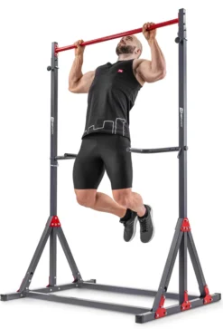 Hop-Sport Kraftstation Mit Klimmzugstange Und Dip-Station HS-1015K Kraftturm Für Klimmzüge Und Dips Freistehend Und Verstellbar, Bis 200 Kg Belastbar