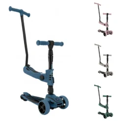 Makani Kinderroller Roadster 4 In 1 Verstellbar Klappbar LED-Räder Schiebegriff Blau