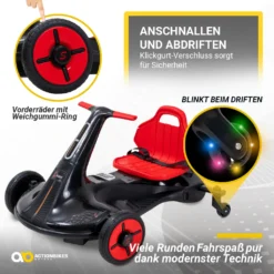 Actionbikes Motors Dreirad Scooter Driftscooter Axxis Schwarz - 110 W - 20 Km/h, Drift Scooter Elektro - Leuchtende 360° Rollen Hinten - Kinder Elektro Scooter Drifter Fahrzeug Elektrisch Axxis Spielzeug Drift Trike Ab 4-12 Jahre - Dreirad -Globbervi Verkaufe 5400b8434d0aeb080629930e32cce173