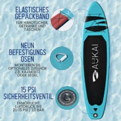 Aukai® Stand Up Paddle Board 320cm "Ocean" SUP Surfboard Aufblasbar + Paddel Surfbrett Paddling Paddelboard - Türkis -Globbervi Verkaufe 54f043700439e520dfe3ea2bfbb8de18